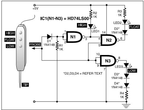 TTL Three - State Logic Probe PCB circuit