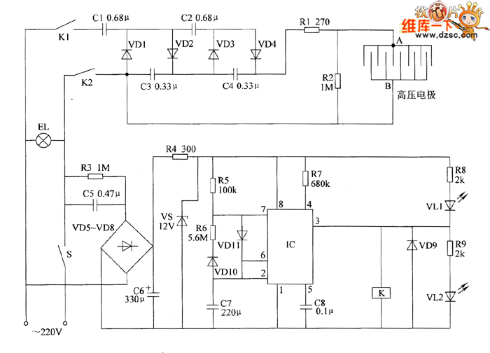 Electronic pests killing lamp circuit diagram 4