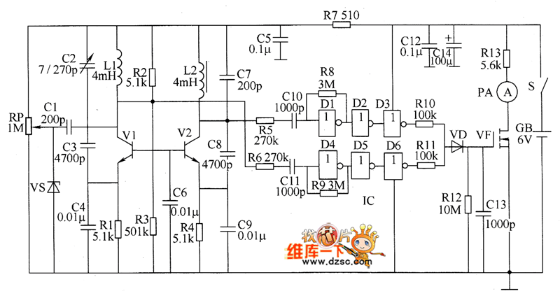 Metal detector circuit diagram 6 circuit