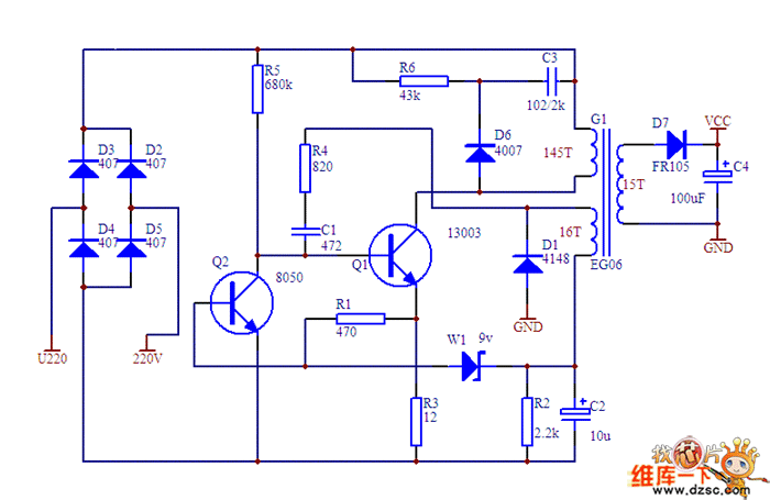Micro-switching power supply circuit diagram
