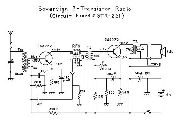 Two Transistor Boys Radio Schematic and Theory of Operation circuit