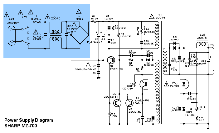 Power Supply Diagram MZ-700
