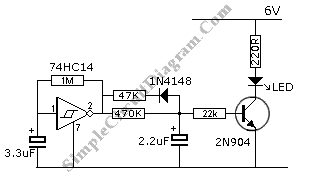 Blinking LED Emulates Incandescent Bulb circuit
