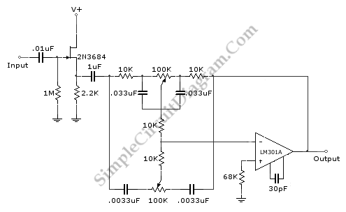 High-Impedance Input Hi-Fi Tone Control circuit