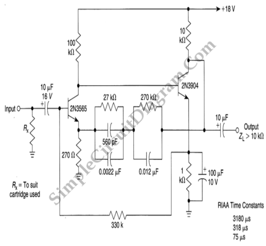 Magnetic Phono Cartridges Transistor RIAA Preamp circuit