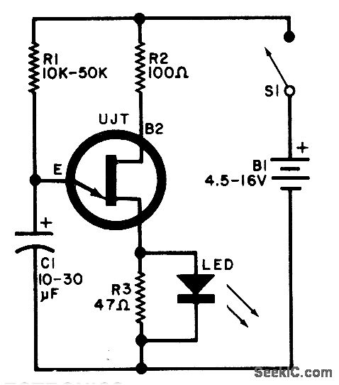 LED FLASHER USES UJT circuit