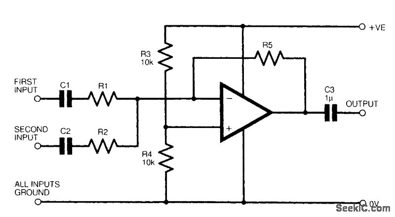 TWO CHANNEL AUDIO MIXER circuit
