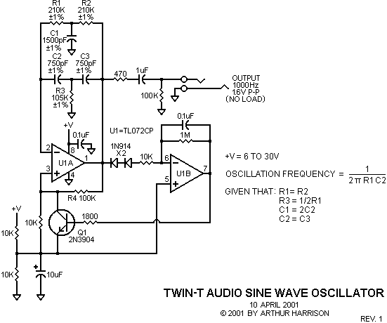 Twin-T Audio Sine Wave Oscillator