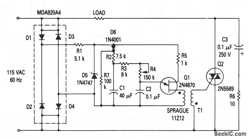 800 W soft start light dimmer circuit