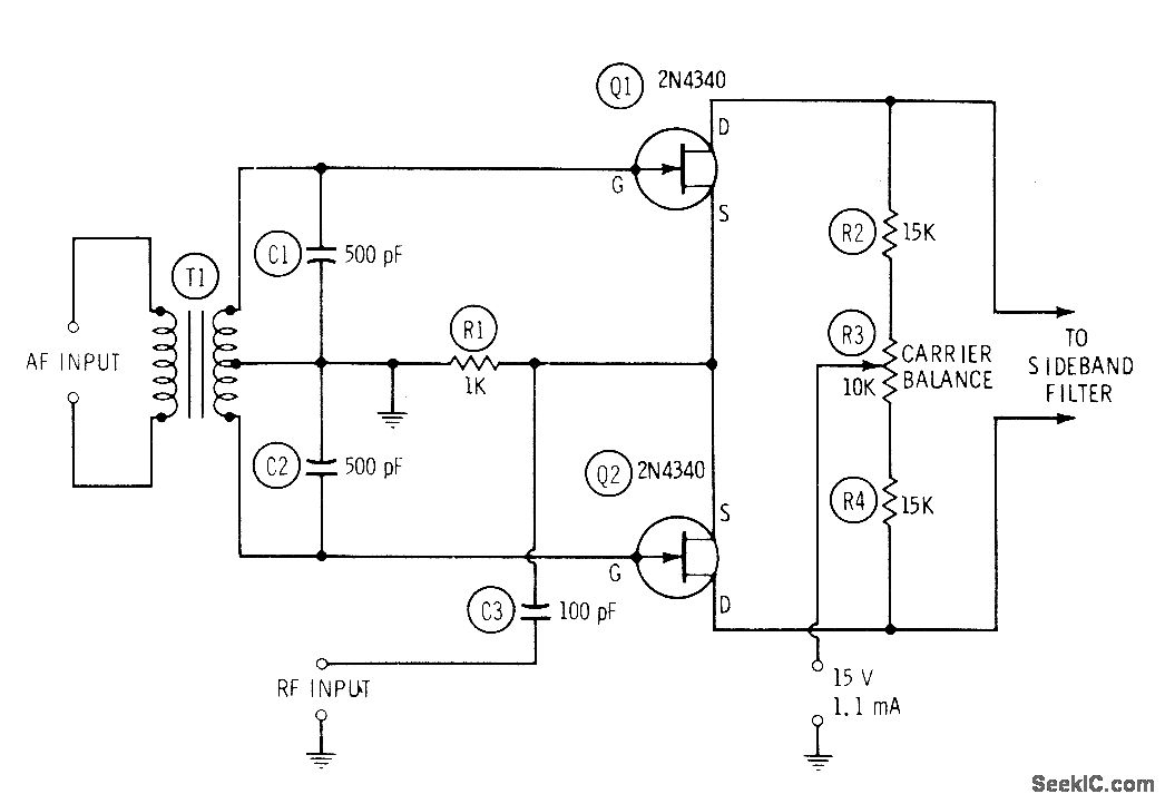 FET BALANCED MODULATOR FOR SSB circuit