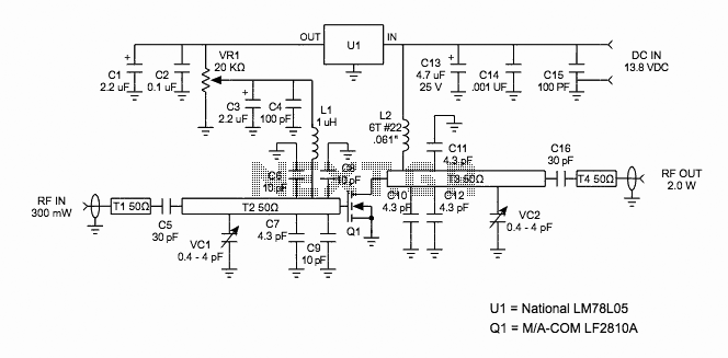 2W RF Amplifier with MOSFET LF2810A
