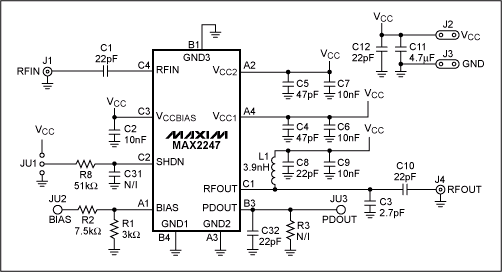Power rf amplifier 802. 11g maxim max2247