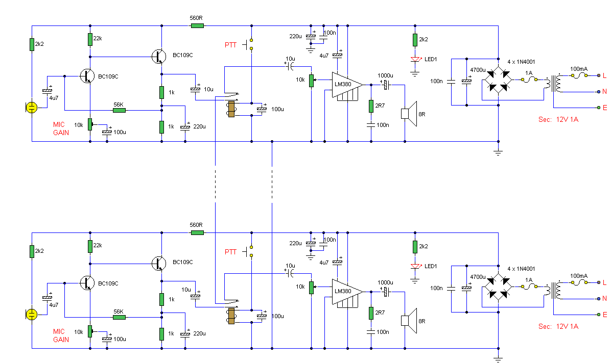 High Quality Intercom circuit