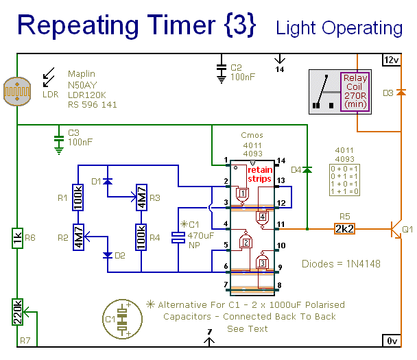 A Light Operated Repeating Timer Circuit