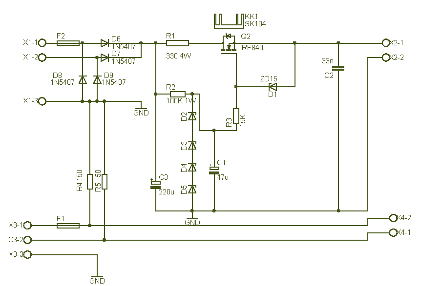 Mosfet stabilized power supply circuit