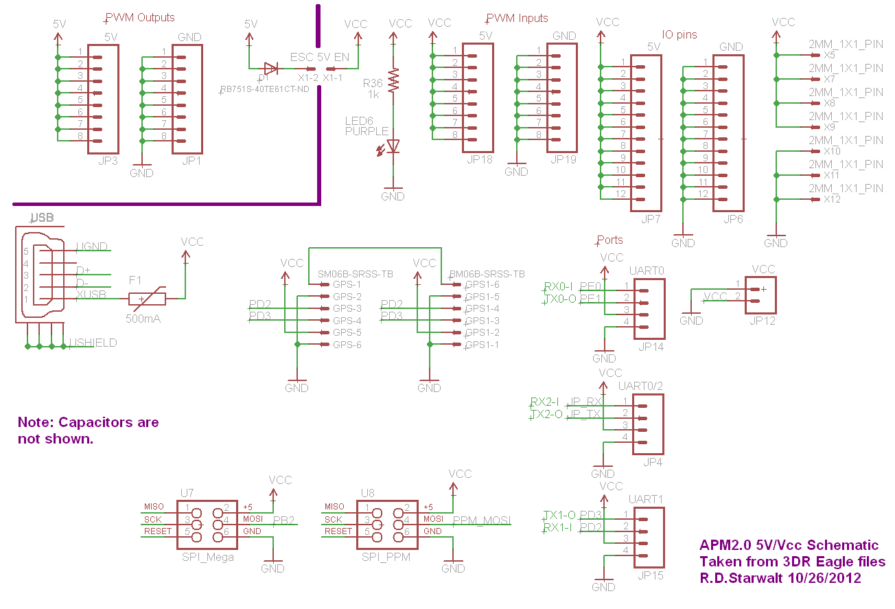 APM2.0 5V/Vcc Schematic