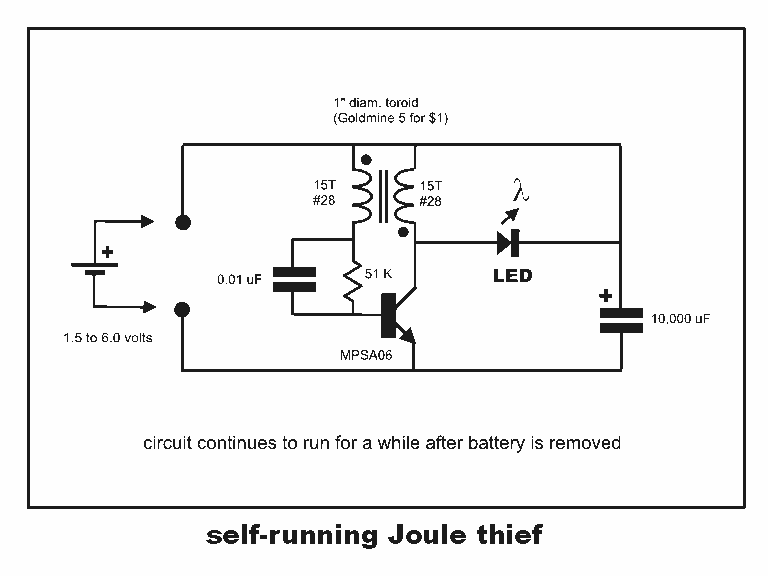 Joule Thief circuit shows 8x overunity circuit