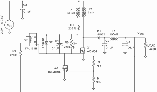MOSFET based step-up joule thief circuit