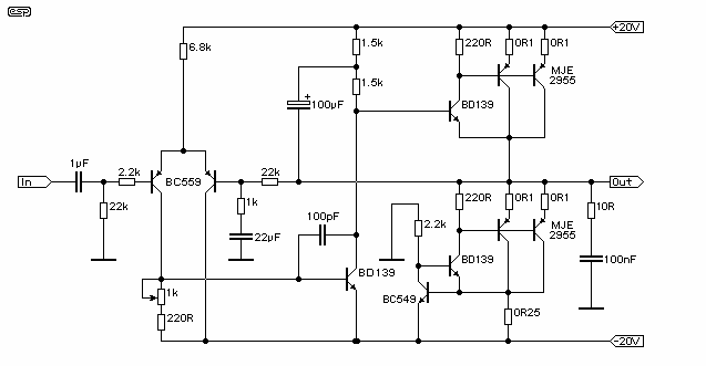 20W Class-A Amplifier circuit