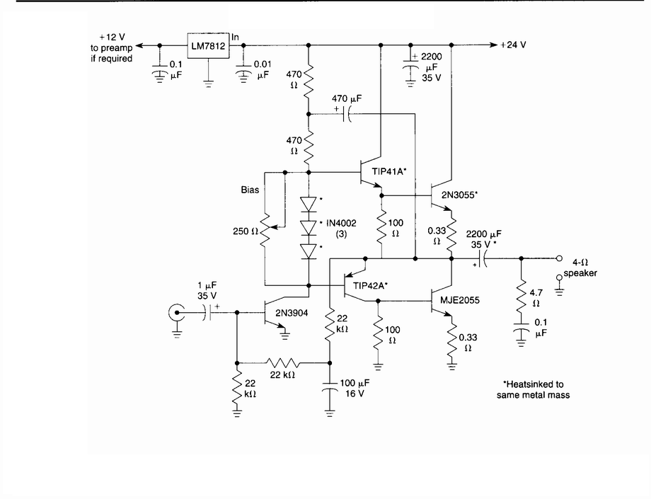 10 Watt Audio Amplifier circuit